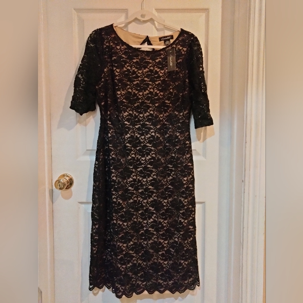 Lace cocktail black dress.